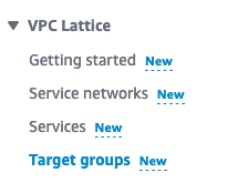 Amazon VPC service page left menu